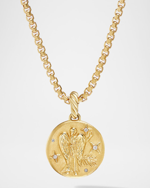Virgo Amulet with Diamonds in 18K Gold, 28.7mm